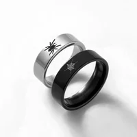 Punk Stainless Steel Couple Rings Black Silver Color Spider Ring For Women Men Halloween Jewelry 1