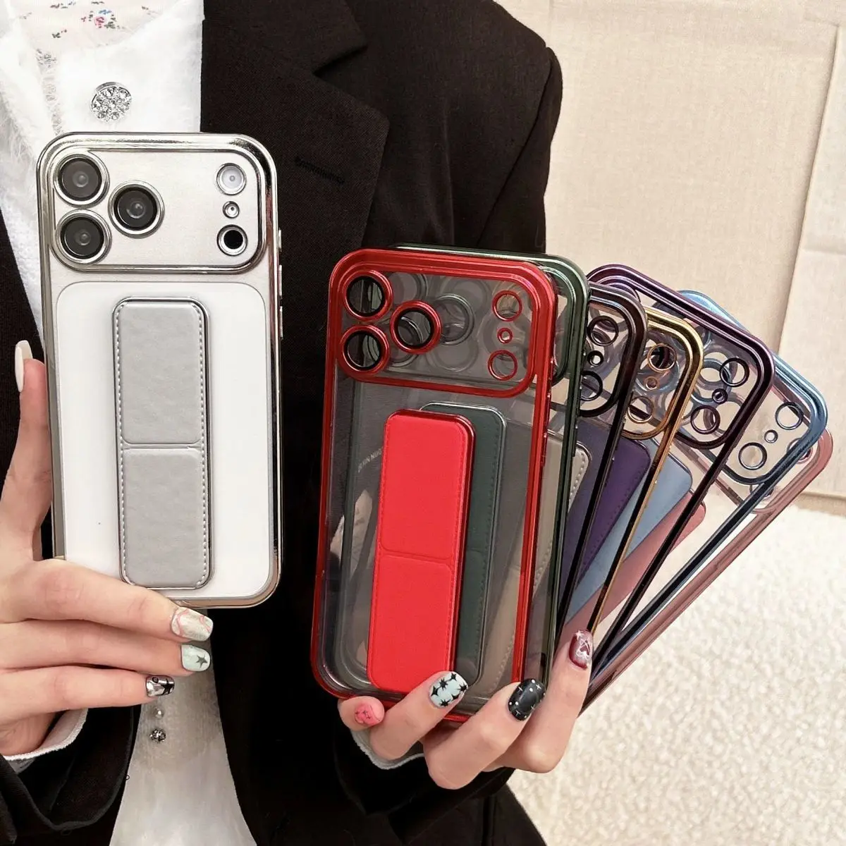 Magnetic Stand Kickstand Silicone Soft Protective Case with Wrist Strap and Air Support