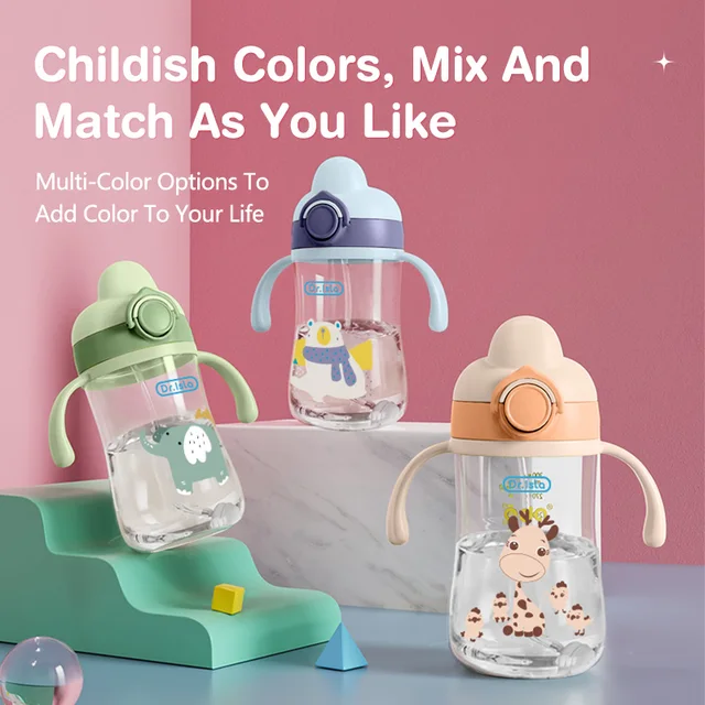 Portable Baby Water Bottles 300ml Baby Feeding Cup With Straw Children Learn Feeding Drinking Bottle Kids Training Cups BPA Free 4
