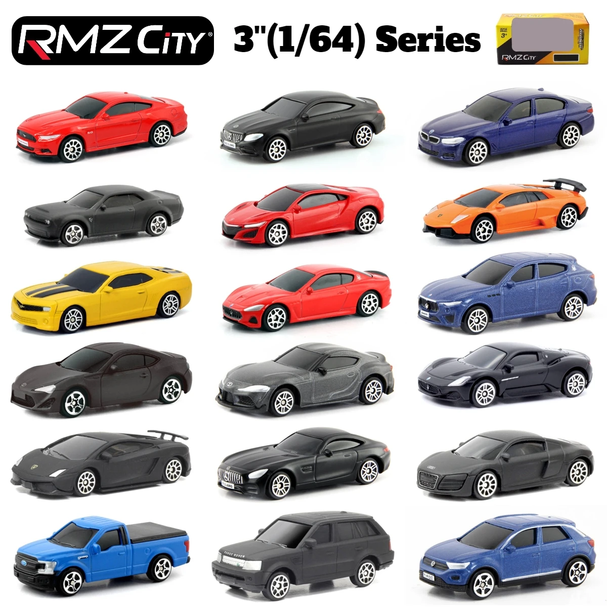 1/64 RMZ CiTY Diecast Toy Car Model Miniature 3-inch Free Wheels