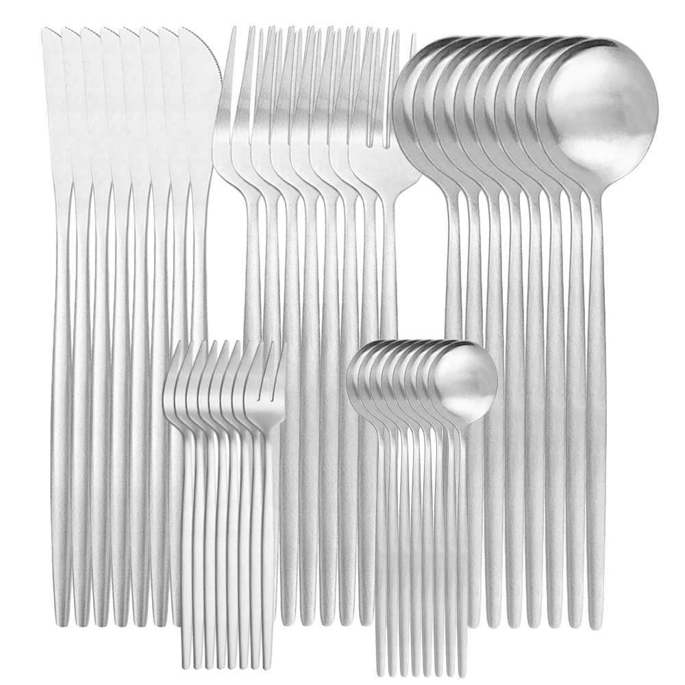 40 adet yemek takımı seti mat altın çatal bıçak kaşık seti paslanmaz çelik sofra takımı kek meyve çatalı mutfak bıçağı çatal kaşık sofra seti