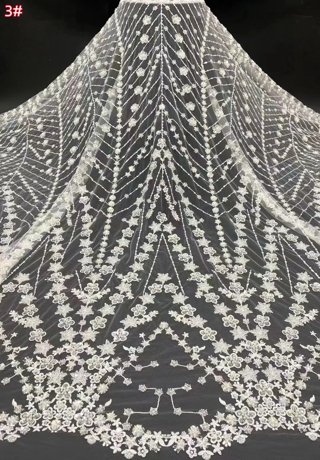 

2023 exquisite white wedding dress collection, high-quality fashion sequin bead tube with wedding fabric/5yards