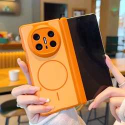 Matte Texture Fine - Ring Magnetic Foldable Shockproof Anti - Oxidation Phone Case for Huawei Mate X3 (Orange)