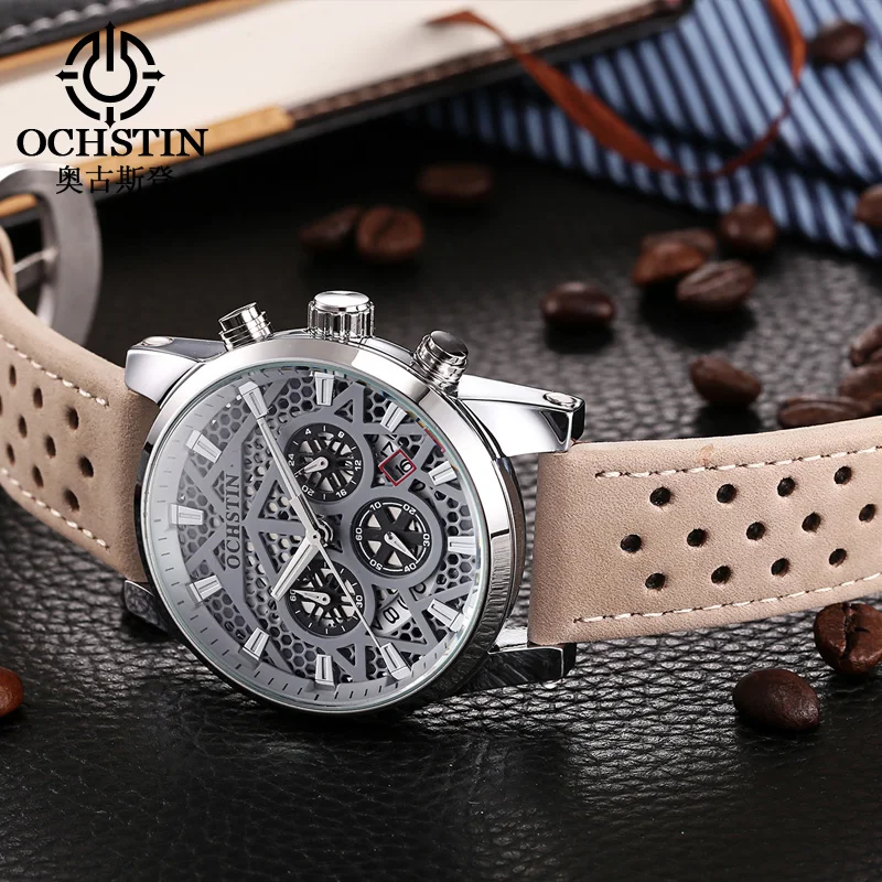 Ochstin 2024 New Pilot Series Trendy Personalized Multi functional Automatic Quartz Movement Men's Quartz Watch women s luxury belt men s genuineleather white automatic buckle belt letter fashion personalized belt koreaneditionfashionbrand