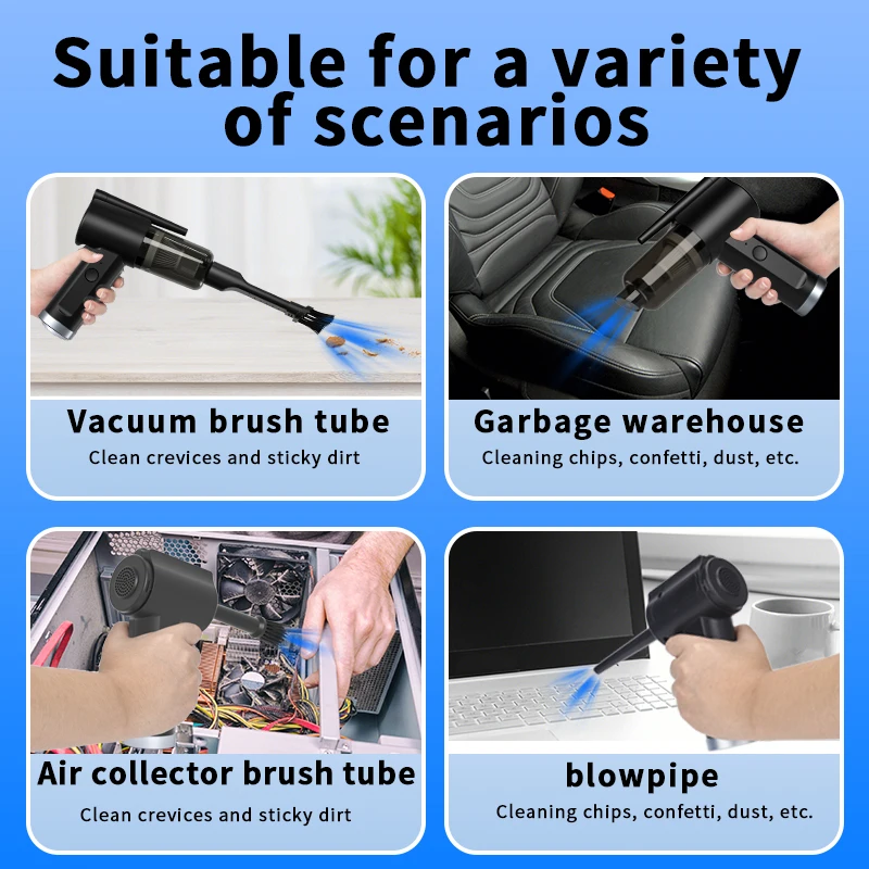 Computer Cleaner Compressed Air Duster,Car Vacuum Keyboard Cleaner Air Spray 2 in 1,Dust Cleaning Mud For Home Blow Gun