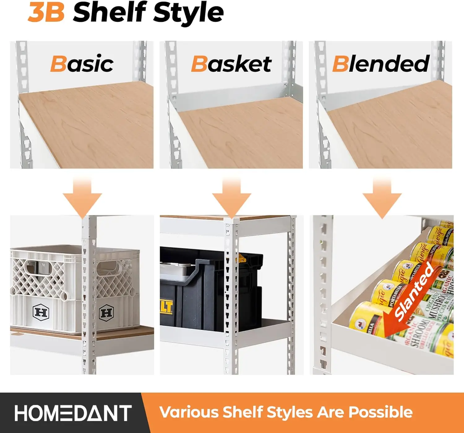 5 Tier Storage Shelves Adjustable Laminated Garage Metal Shelving Unit Heavy Duty Utility Rack Shelf Warehouse Pantry Closet 5