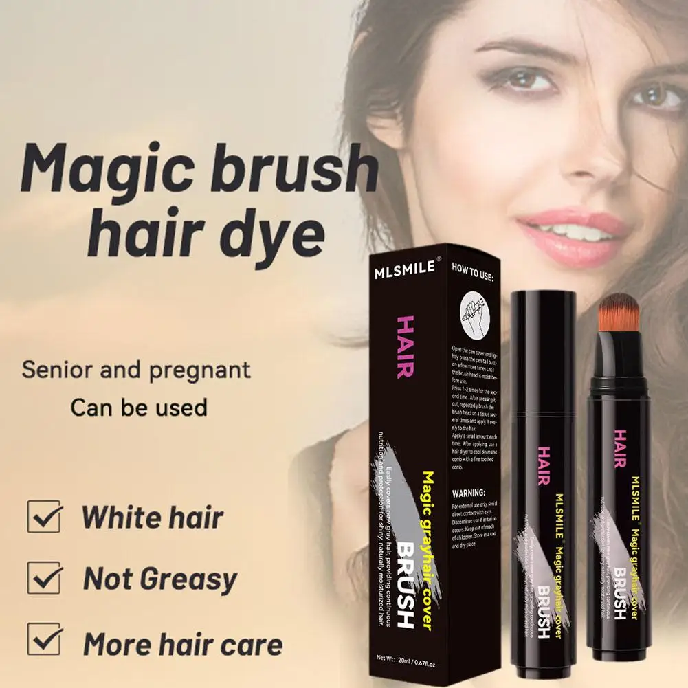 Dyeing Pen Brush Gray Hair Covering Disposable Re-dyeing Stick Hair Dye Pen 20ml