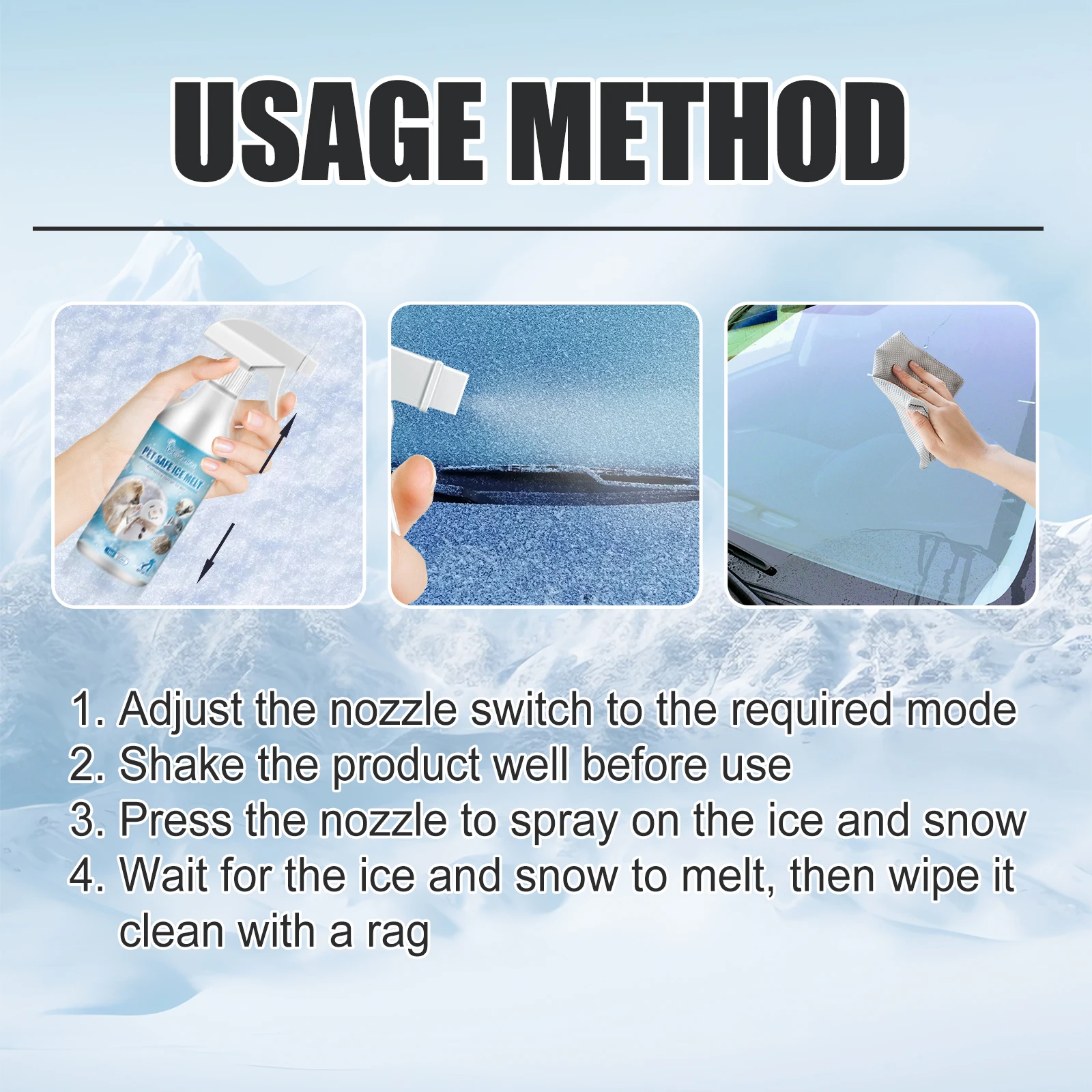 Yegbong 60ml Pet Cat And Dog Paw Snow Remover, Step Road Fast Safe Ice Melt, Suitable For Home, Car, Lawn And Workplace