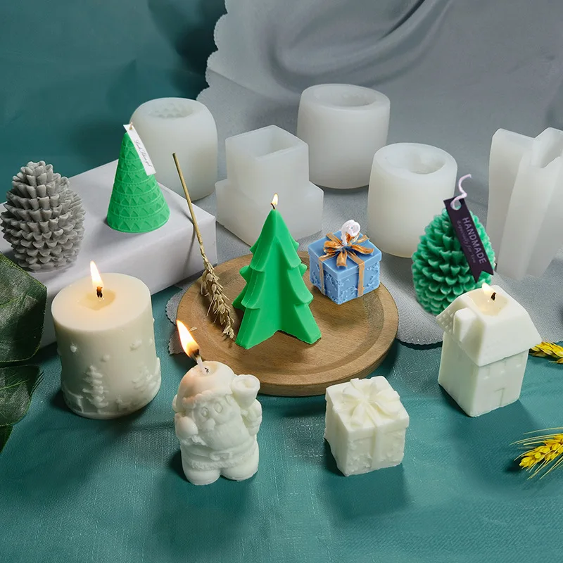  5Pcs Christmas Tree 3D Silicone Candle Mold,christmas Candle  Making Molds Silicone Shapes,christmas Silicone Mold for DIY Resin Candle  Wax Soap Art Craft Cake Chocolate Home Decor Mold Silicone Making