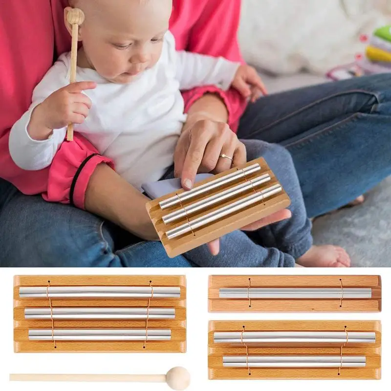 Yoga Chime 3 Tone Mindfulness Hand Bell Reattivo Hand Meditation Chime Bell Con Mallet Relax Sound Healing Chime