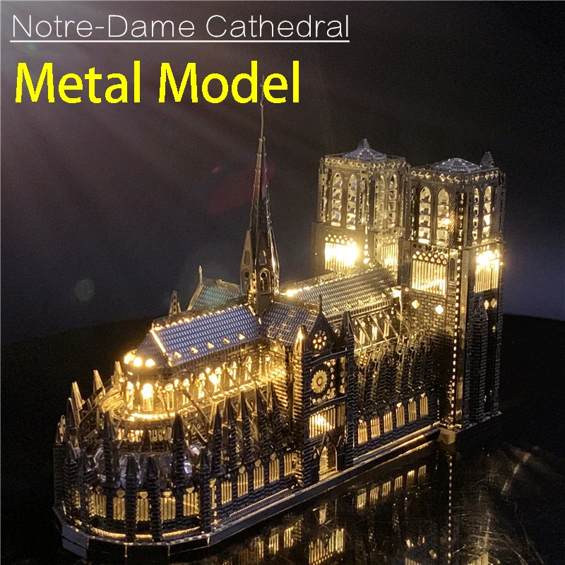 

3D Metal Styling Puzzles Games Notre-Dame Cathedral Buildings Models DIY Assemble Kit Jigsaw Educational Toys Gift For Adult