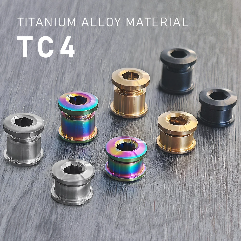 4/5PCS Titanium Alloy Chainring Bolts Single Double Chainring Screws Mountain Road MTB Bike Crank Bolts 6.5/10.5mm Parts