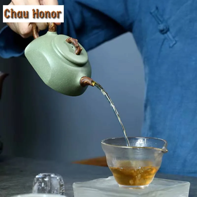 190ml Boutique Yixing Purple Clay Teapots Raw Ore Pea Green Mud Handmade Tea Pot Home Zisha Filter Kettle Chinese Teaware