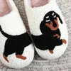 Plush Dachshund Slippers Closed Toe Slippers Anti Slip Warm Slip-on House Shoes Flat Thermal Slippers for Outdoor Indoor Bedroom 5