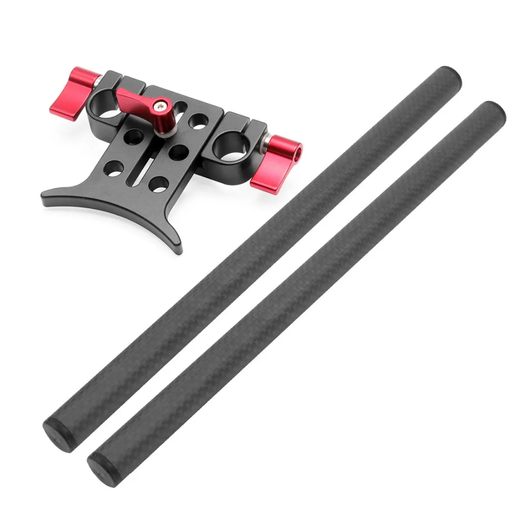 2PCS 10cm 25cm 30cm 40cm Carbon Fiber Tube Rod w/ 15mm Telephoto Lens Support fo