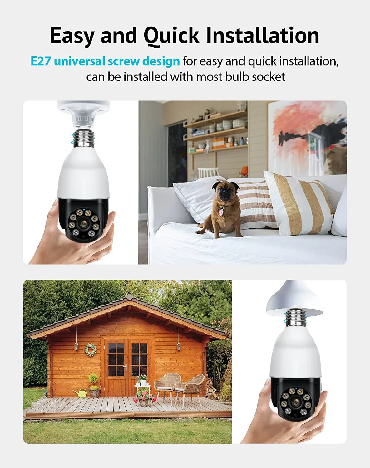 ANSVICAM 5MP Bulb IP WIFI Camera 5G WiFi TUYA Smart Life Alexa Google Home Water