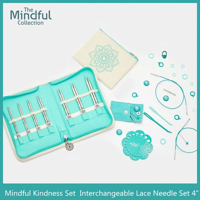 Knitter's Pride Mindful Generosity 2-Inch 8-Pair Interchangeable Lace  Knitting Needle Set, Sizes US 2.5, 4, 5, 6, 7, 8, 9, 10 with 4 Cords, 4 End  Caps