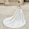 2024 Elegant Satin Women Wedding Dresses Gorgeous Mopping Length Bridal Gowns Formal V-Neck Banquet Princess Vestidos De Novias 2