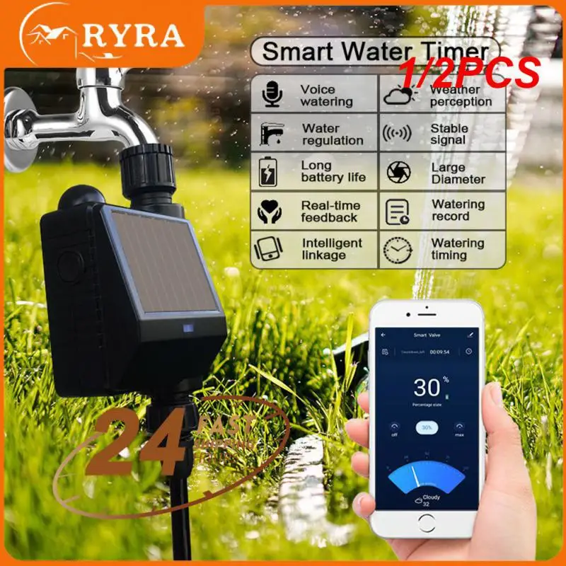 

1/2PCS WIFI Solar Energy Watering Timer Smart Sprinkler Irrigation Drip System Ball Valve Water Controller Garden Alexa