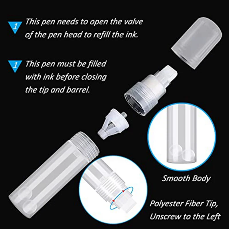 10 Pack Refillable Acrylic Paint Markers 15mm Empty Acrylic Markers Clear White Paint Marker Pens for Rock Painting Wood 5