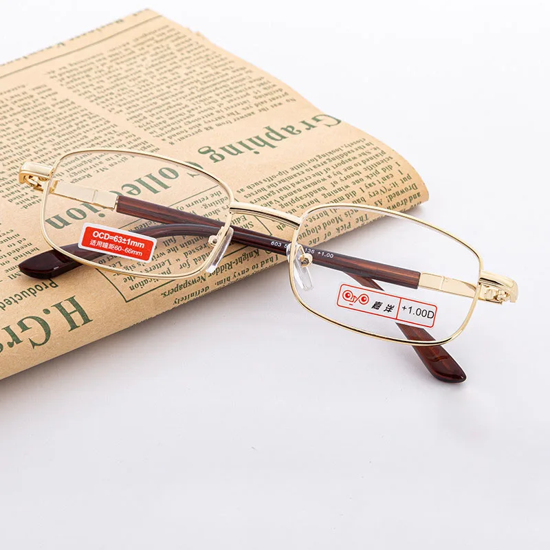 Ahora Metal Frame Glass Lens Presbyopia Reading Glasses Men Women Fashion Square Eyeglasses +0.5+0.75+1.0+1.25+1.5+1.75+2.75~+6 2