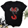 Summer Short Sleeve Disney Children Clothing Minnie Mouse Letters Print A-Z Print Kid Cotton T-shirt Y2k Tops Boy Girl Tshirt 5