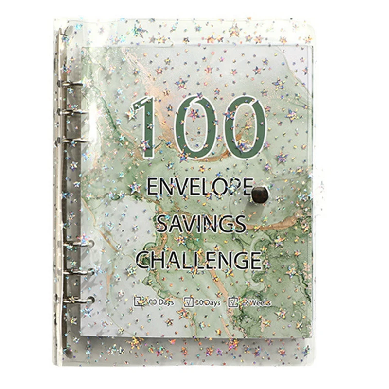 100 봉투 챌린지 바인더, 저축 바인더, 5050 절약, 예산계획용 현금 봉투 포함