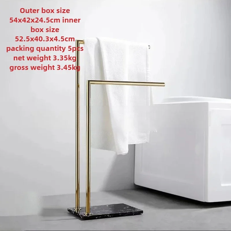Floor Standing Towel Rack Marble Stone Base Luxury Hotel Towel Holder Brush Gold Bar Freestanding Storage Shelf