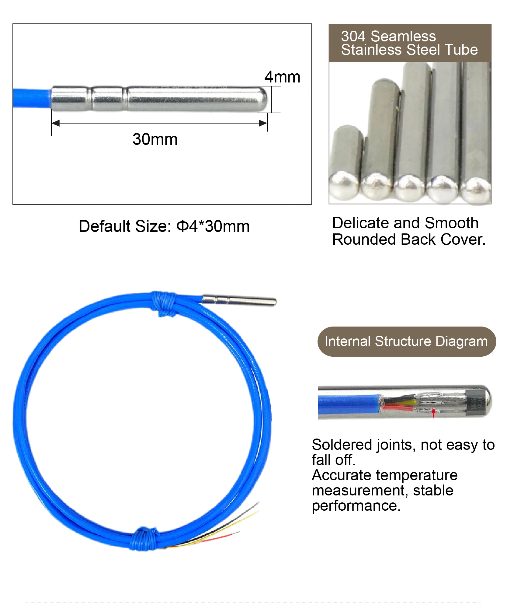 WST-035-GK DS18B20 Digital Waterproof Temperature Sensor Stainless Steel Probe P
