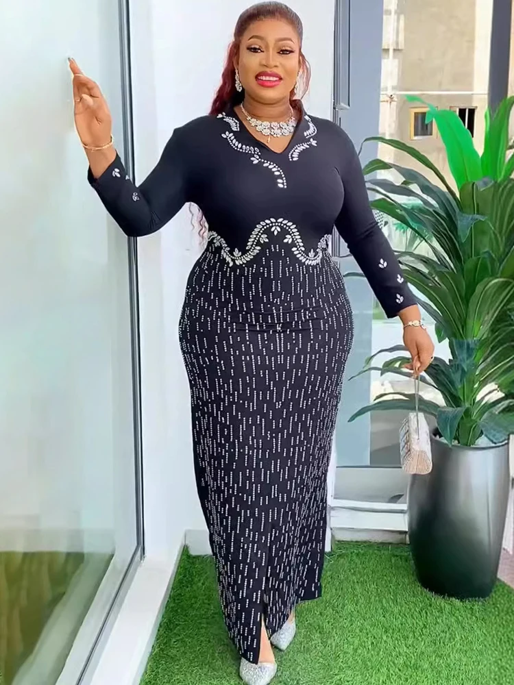 

Party Prom Long Dresses For Women Wedding Evening Gowns Dubai African Dashiki Diamond Robe Elegant Ladies Special Events Clothes