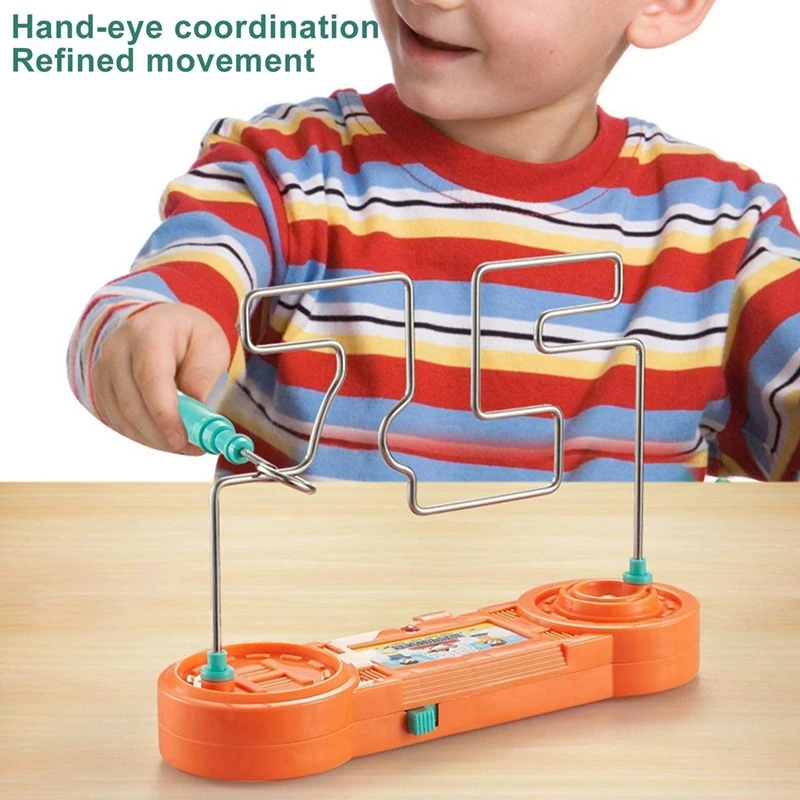 Bump Maze Toy Electric Dont Buzz the Wire Game Classic Tabletop Puzzle Game Retro Toys for Family Gathering, Orange 2