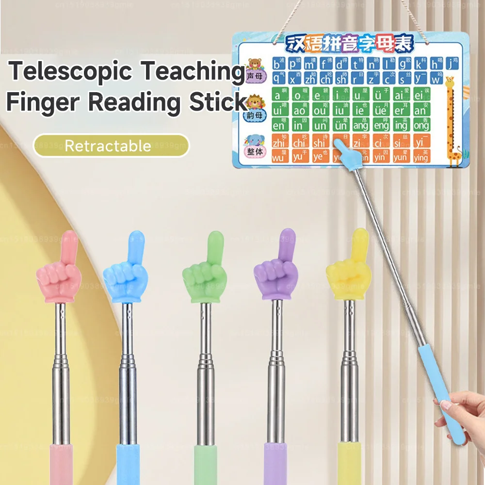 Back Scratchers Stainless Steel Telescopic Massage Rod Finger Design Teaching Stick Extendable