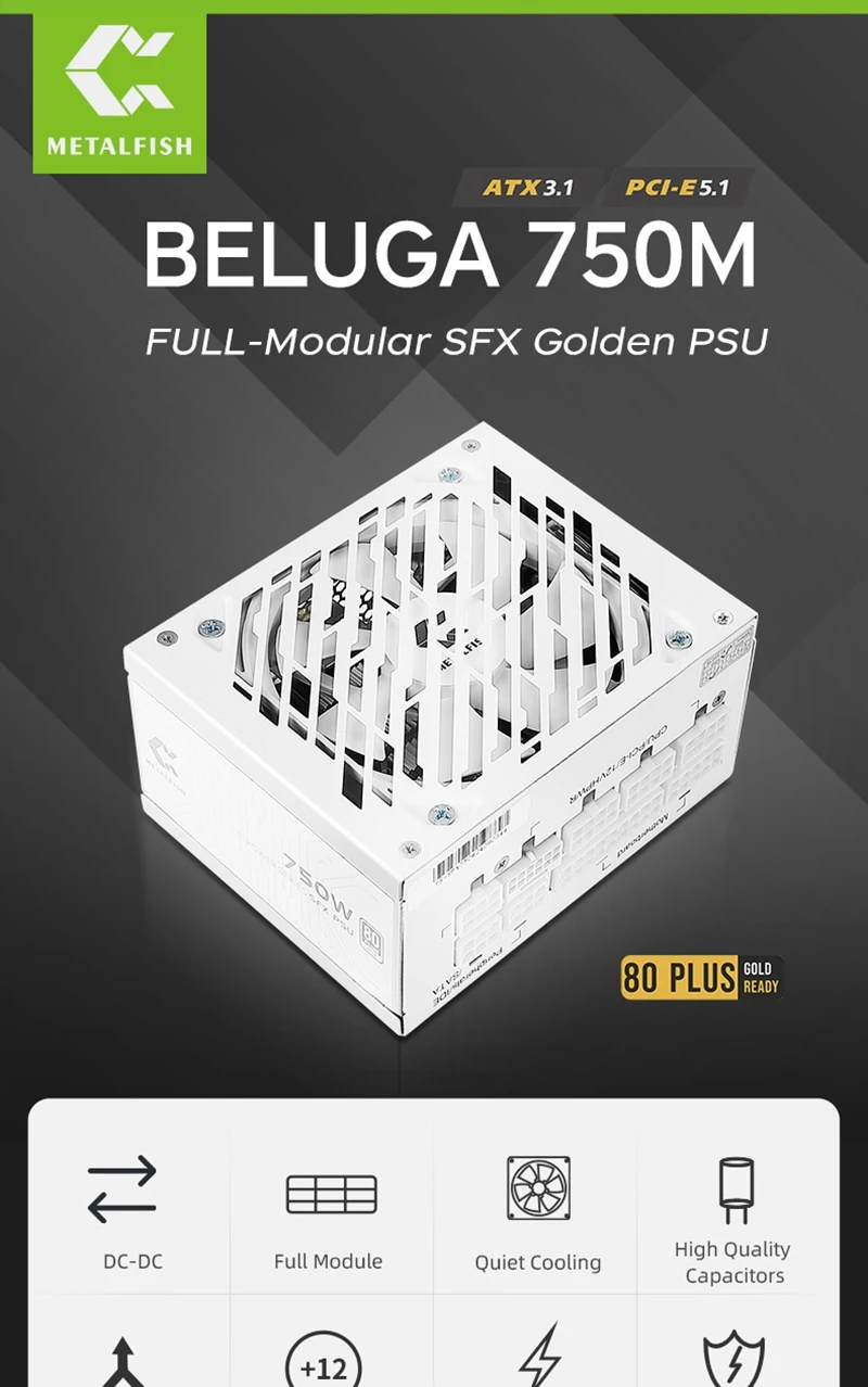 SFX-750W Full-Modular PC PSU Power Supply For Mini ITX/Micro ATX Support ATX3.1/