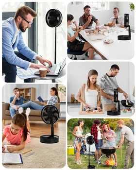 Oscillating Fan Foldaway with Remote Control, Battery Powered Fan for Camping, 4 Speed, Timer, Height Adjustment Portable Table 4