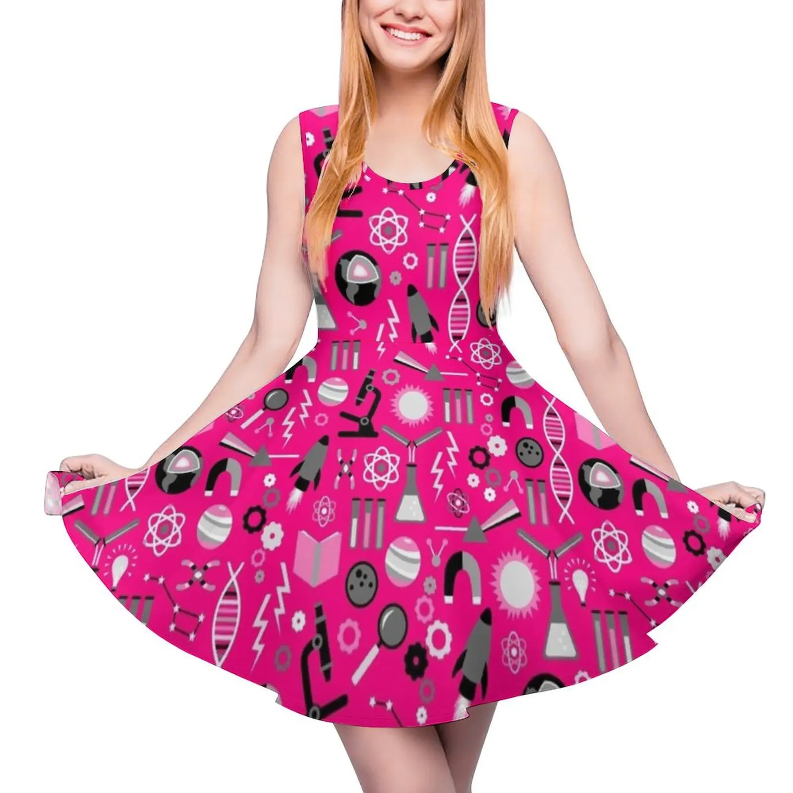 

Science Studies Round Neck Dress womans clothing prom dresses