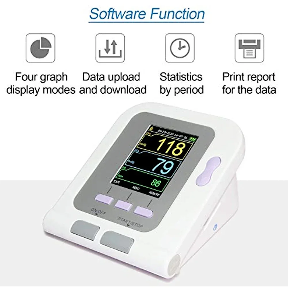 Digital Blood Pressure Monitor CONTEC08A Pediatric NIBP Software Sphygmomanometer Choosable NIBP Cuffs Accessories OR SpO2 Probe