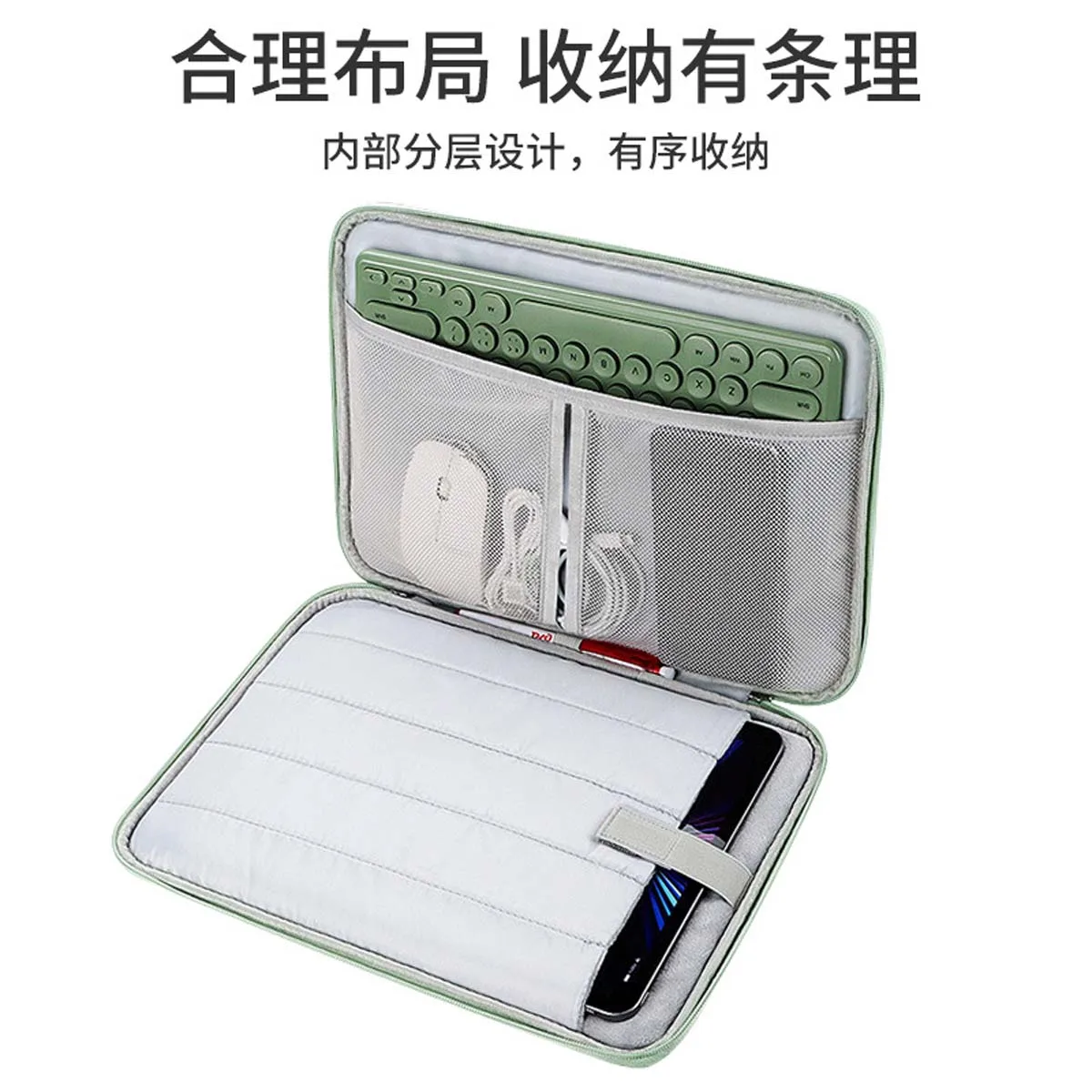 Borsa per tablet iPad da 11 pollici Borsa per computer Borsa interna Borsa di stoccaggio portatile adatta per valigetta leggera da viaggio per ufficio aziendale - immagine 4