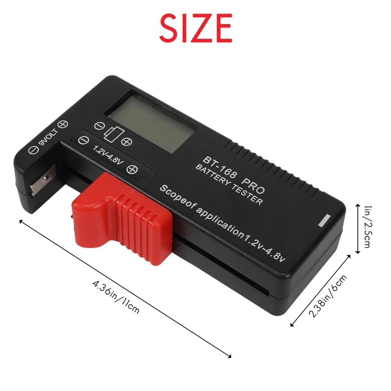 디지털 LCD 범용 배터리 테스터 (모델: BT - 168 PRO), 배터리 테스터 전압 검사기, AA AAA C D 18650 9V, 2 개