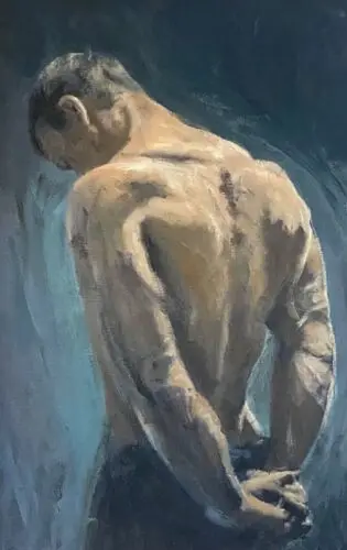 

100% handpainted WILLIAM OXER ORIGINAL "The Titan" LGBT nude naked man gay muscle male PAINTING