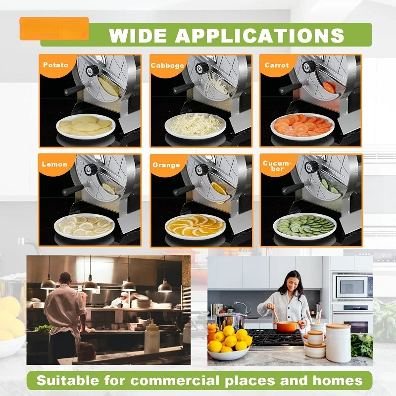 Commercial Vegetable Slicer fruit slicer food slicer vegetable shredder Stainless Steel Potato Onion Slicer 0-0.5"Thickness Adjustable Manual Fruit Cutter Cabbage Shredder