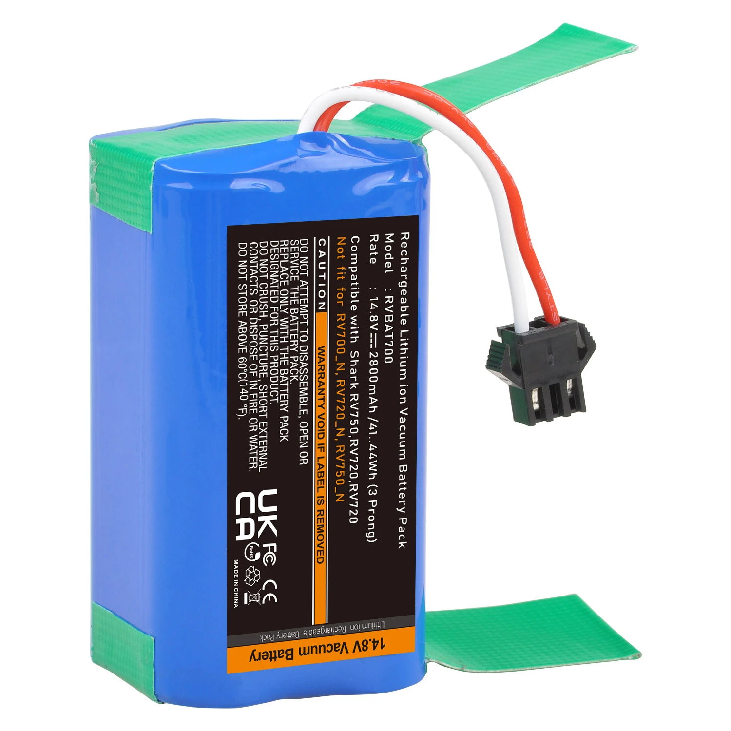 

14.8V 2800mAh RVBAT700 for Shark Ion Battery RVBAT700 RV750 RV720 RV700 Vacuum Cleaners with 3 Prongs Connector