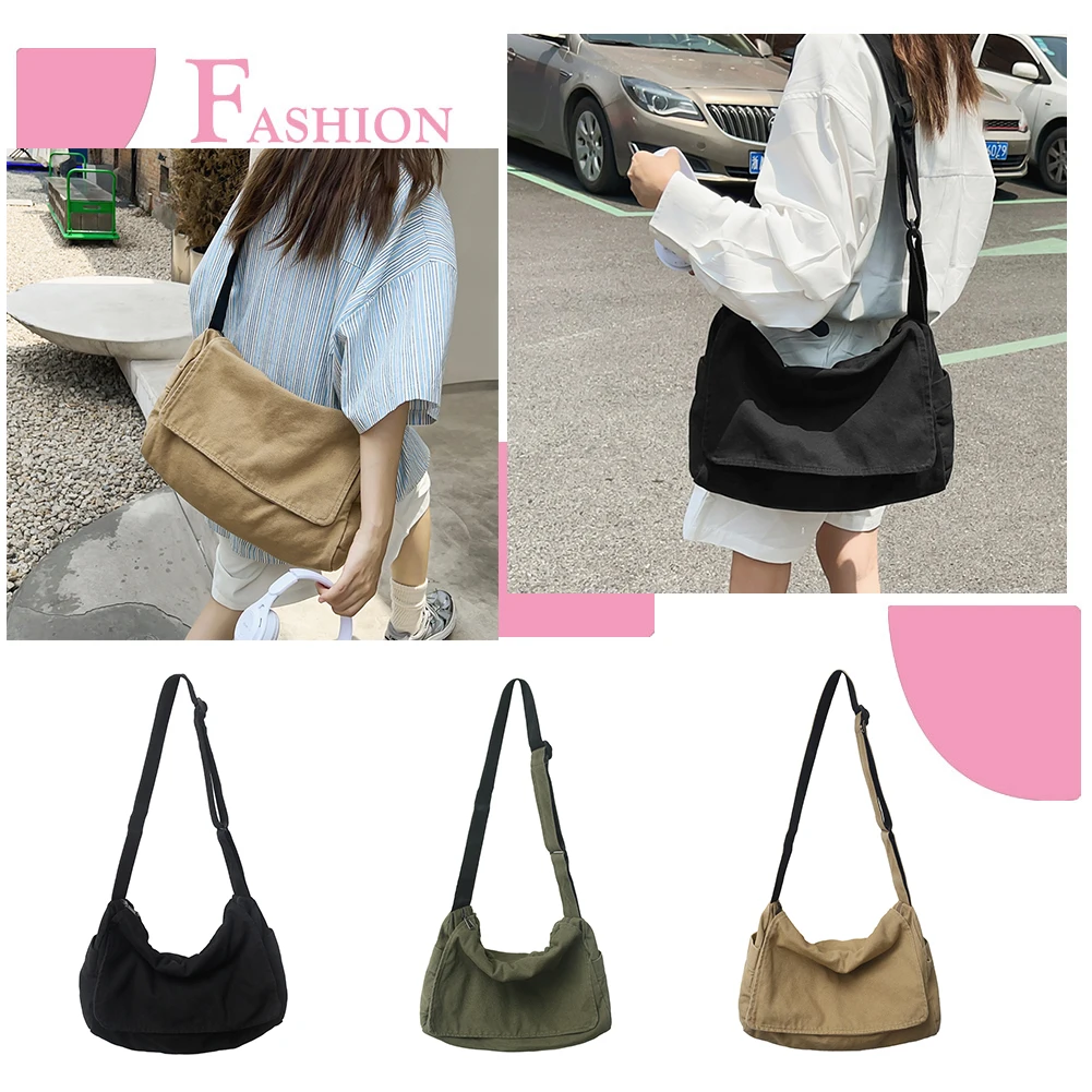 Washed Canvas Women Shoulder Bag Large Capacity Retro Messenger