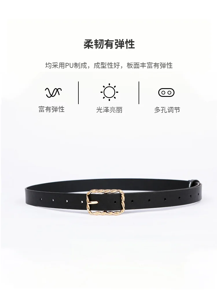 ladies belts for dresses PU Leather Belt For Women Square Buckle Pin Buckle Jeans Black Belt Chic Luxury Brand Ladies Vintage Strap Female Waistband leather belts for women