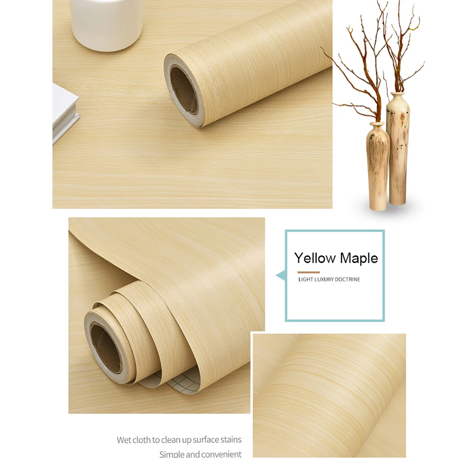 thumbnail image 1 of WZF - Rollo de papel tapiz autoadhesivo impermeable para muebles, armarios, vinilo decorativo con vetas de madera, pegatinas de pared para bricolaje, para decoración del hogar, 1 of 5