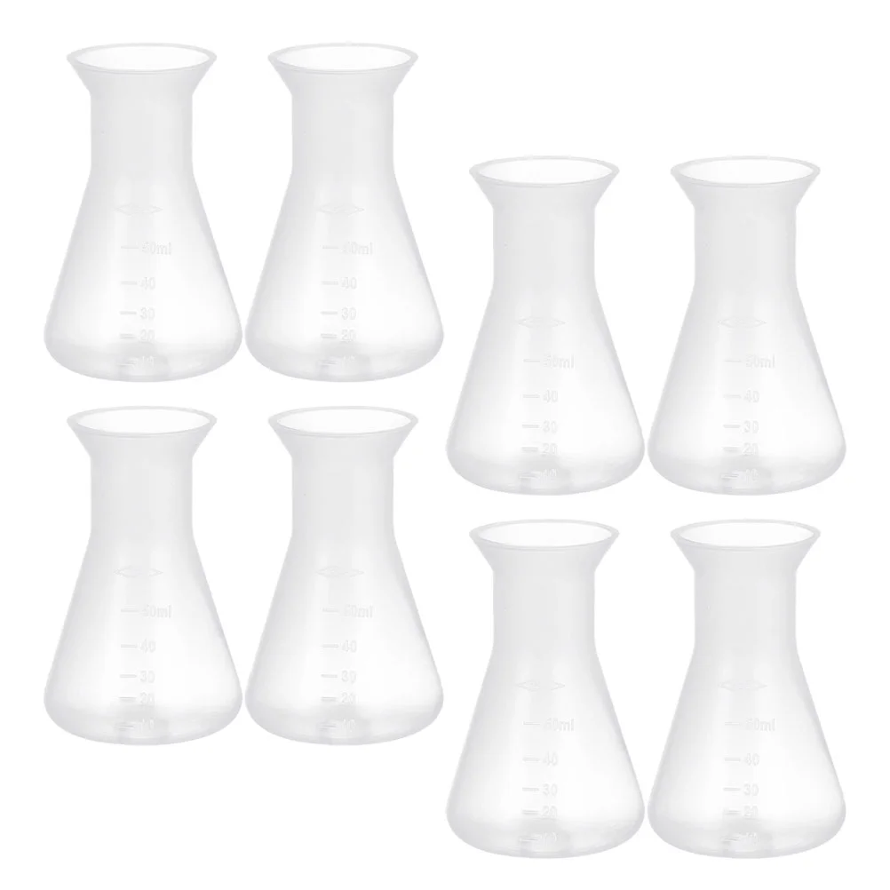 

8 Pcs Conical Flask for Chemistry Chemical Plastic Experiment Laboratory Scale Erlenmeyer