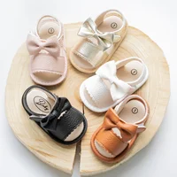 Newborn Classic Walking Shoes Summer Girls Breathable Sandals Pure Color Bowknot Garden Shoes Anti-slip Rubber Sole Baby Shoes 1