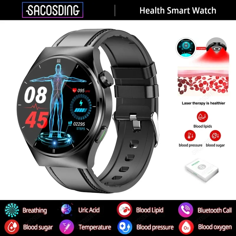 Laser Therapy Health Smart Watch Acido Urico Blood Sugar Watch Smart Bluetooth Call Blood Lipid Blood Pressure Monitor Smartwatch