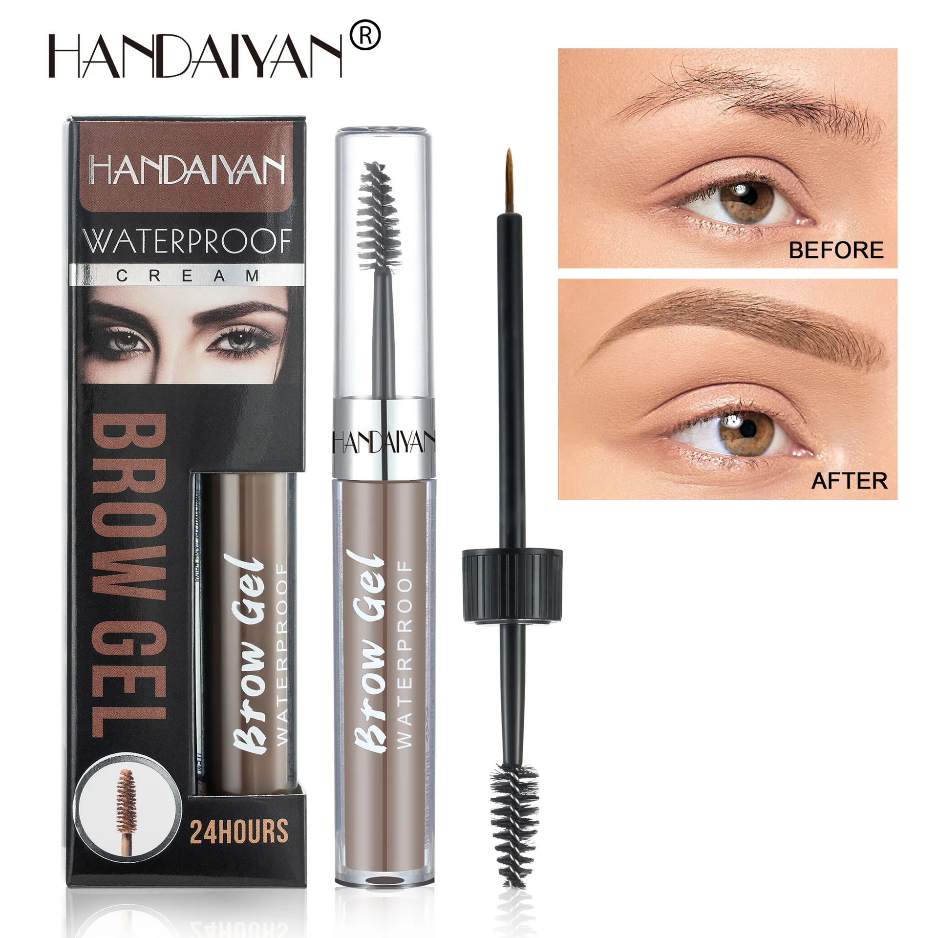 8 Color Liquid Eyebrow Cream Gel Waterproof Not easy to smudge Dyeing Eyebrow Tattoo Tint Double Head With Eyebrow Mascara Brush 3