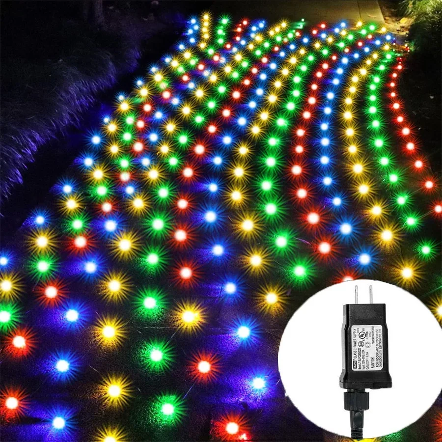 thumbnail image 1 of Thrisdar - Cadena de luces de malla grande enchufable de 3 x 2 m y 6 x 4 m, 8 modos, para exteriores, para árboles, fiestas, jardines, decoración de bodas, 1 of 5