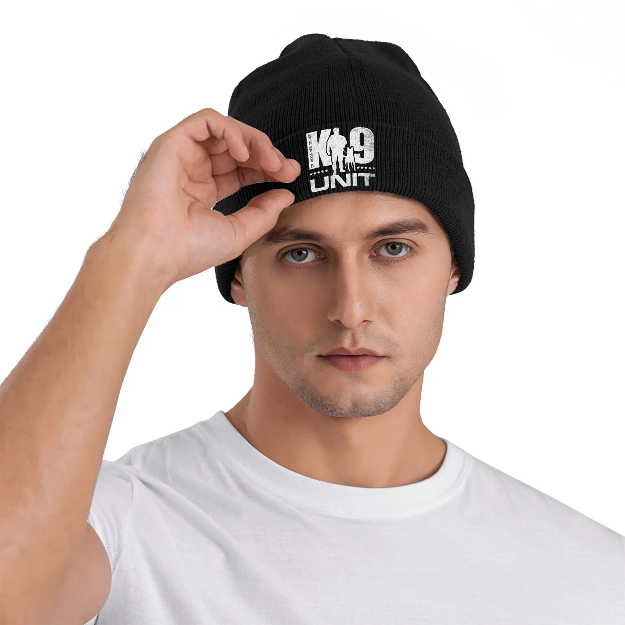 K9-Unit-Malinois-Team Handler Strickmütze Beanie Wintermützen Warmes Acryl Hip Hop Taktische Polizeihund Squad Caps Männer Frauen Geschenk – Detail 4
